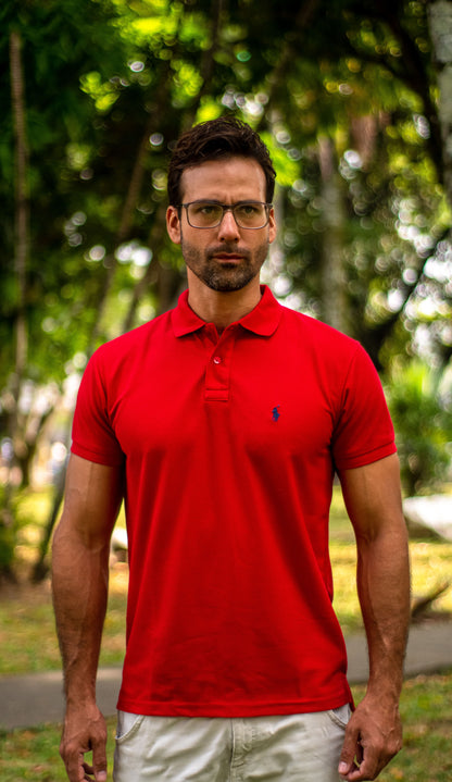 Camiseta Tipo Polo para Hombre "ROJO" PL