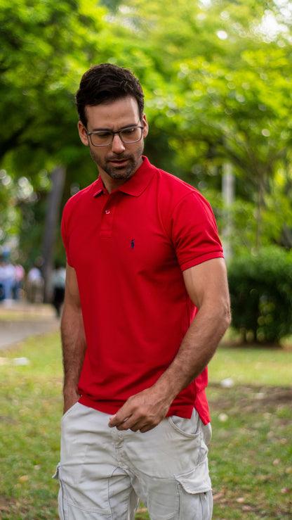 Camiseta Tipo Polo para Hombre "ROJO" PL