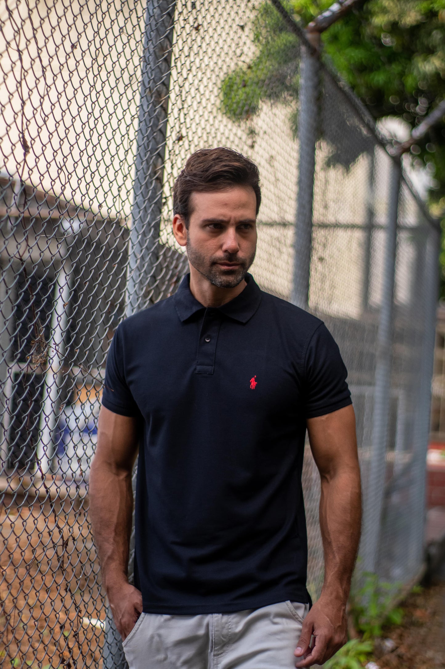 Camiseta Tipo Polo para Hombre "Negro" PL