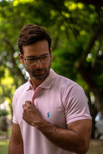 Camiseta Tipo Polo para Hombre "Rosado Claro" PL